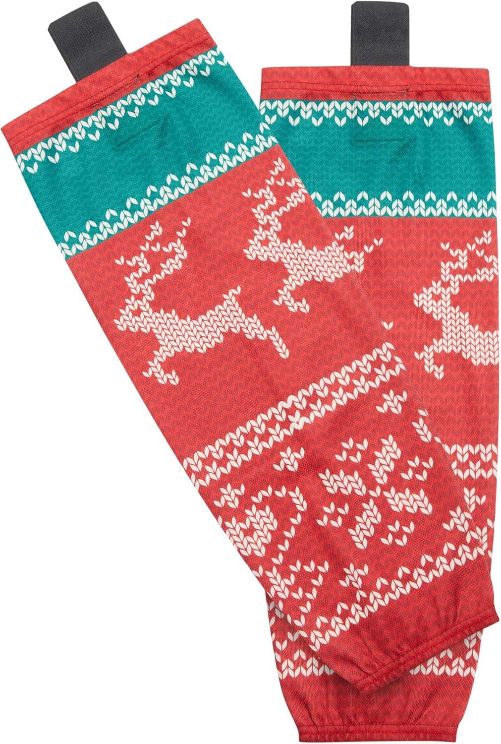 image:imageEALER Christmas Sublimated Practice Hockey Socks Leggings with elk and Snow for Men and BoysRed