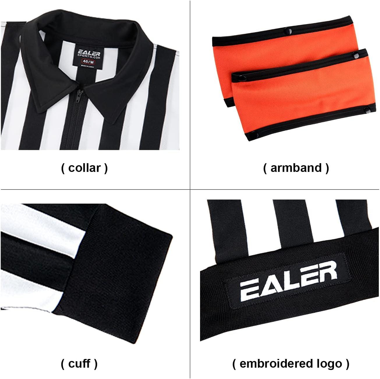 image:imageEALER HRJ100 Ice Hockey Long Sleeve Striped RefereeUmpire Jersey Shirt with Removable Orange and Red ArmbandsSmall
