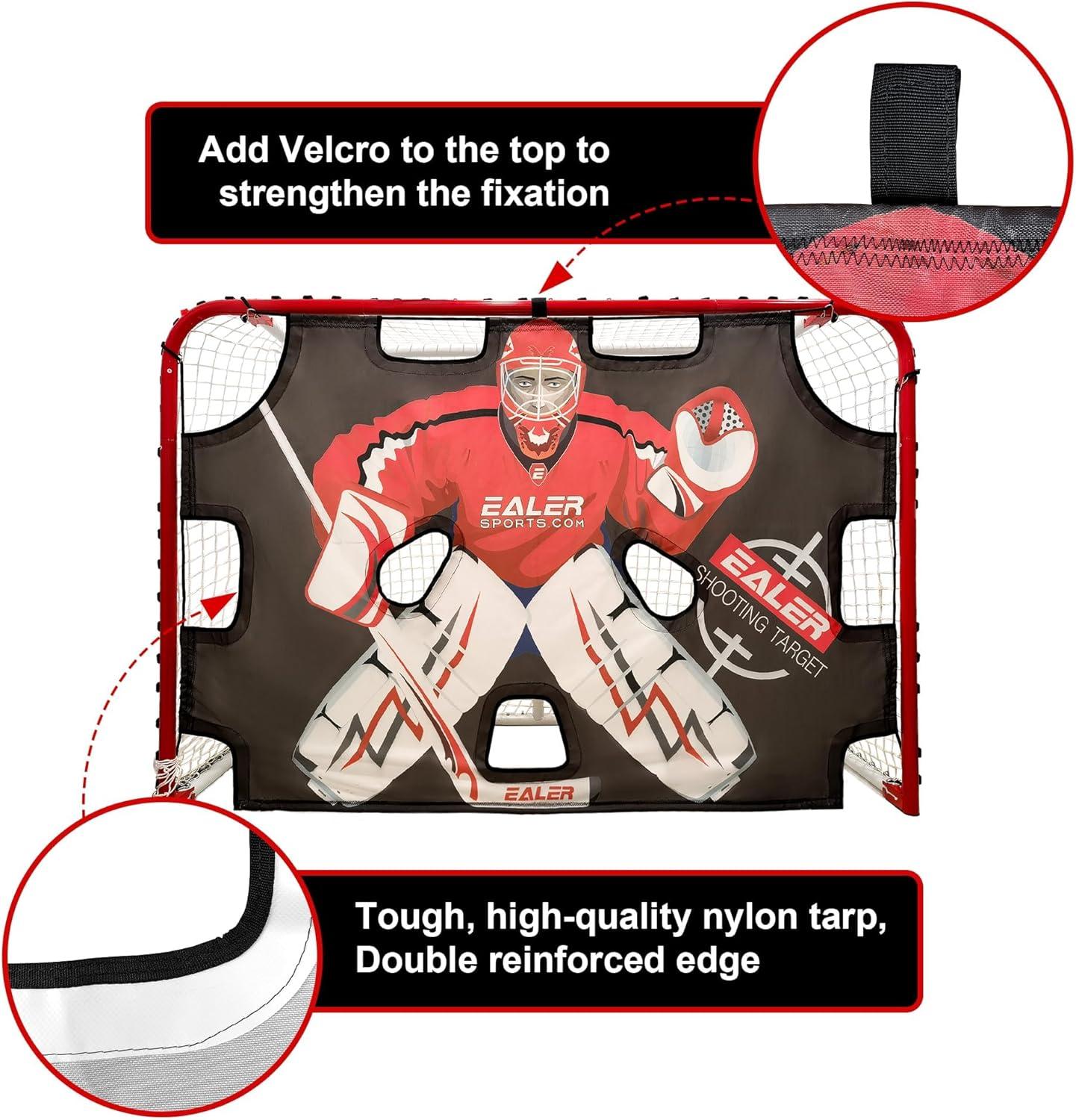 image:imageEALER Hockey Goal with Shooting Targets 64 Portable Street amp Ice Goal HeavyDuty 2 Steel Frame 11 Target Holes TearProof Fabric Official Size Easy Backyard AssemblyShooting Target