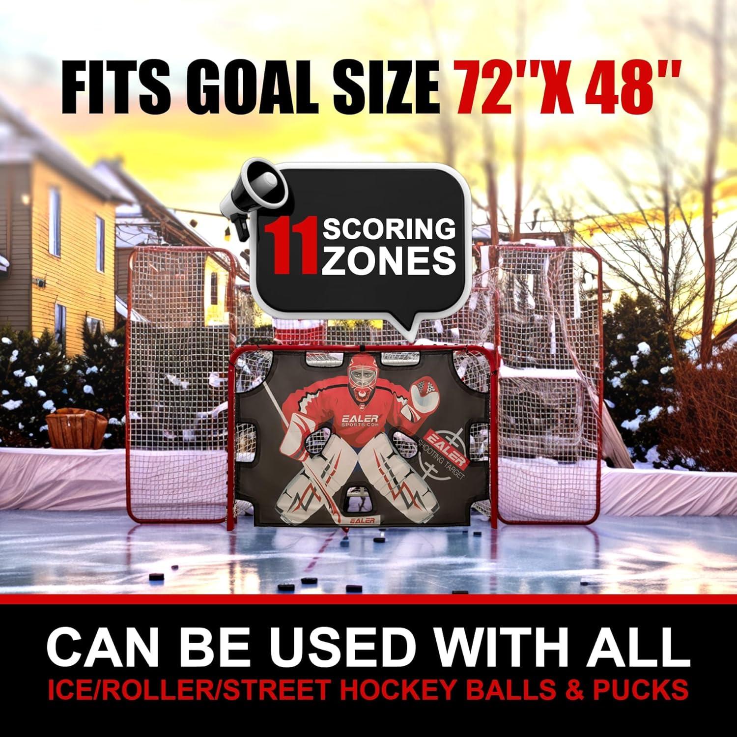 image:imageEALER Hockey Goal with Shooting Targets 64 Portable Street amp Ice Goal HeavyDuty 2 Steel Frame 11 Target Holes TearProof Fabric Official Size Easy Backyard AssemblyShooting Target