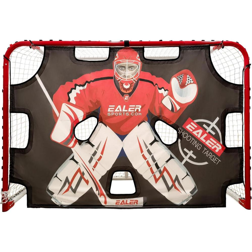 image:imageEALER Hockey Goal with Shooting Targets 64 Portable Street amp Ice Goal HeavyDuty 2 Steel Frame 11 Target Holes TearProof Fabric Official Size Easy Backyard AssemblyShooting Target