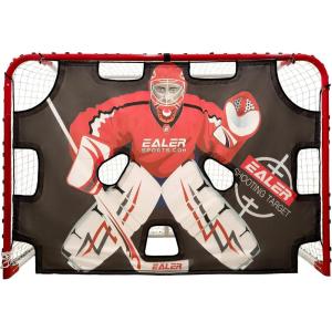 EALER Hockey Goal with Shooting Targets – 6′×4′ Portable Street & Ice Goal, Heavy-Duty 2″ Steel Frame, 11 Target Holes, Tear-Proof Fabric, Official Size, Easy Backyard Assembly(Shooting Target)