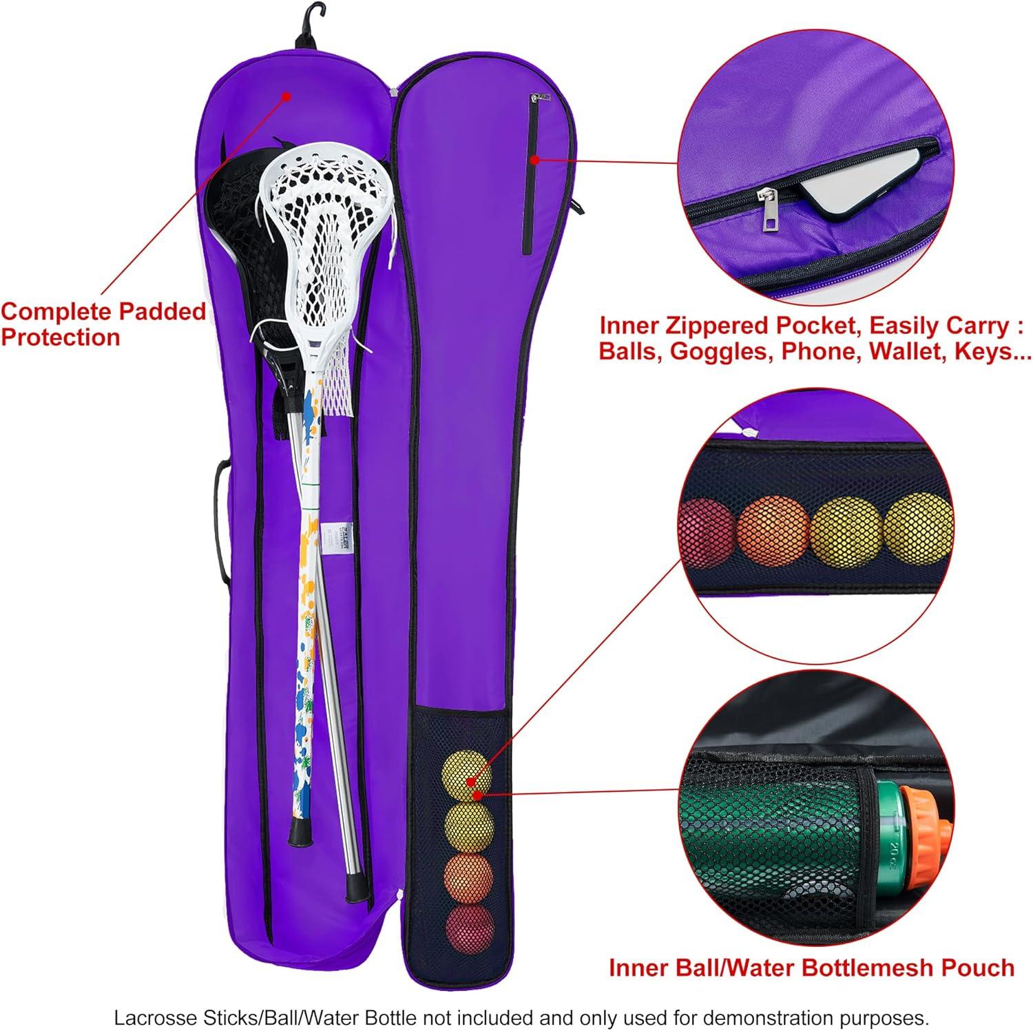 image:imageEALER ELB200 Lacrosse Stick Bag Field Hockey Stick Bag Lacrosse Equipment Bags Storage BagPure purple