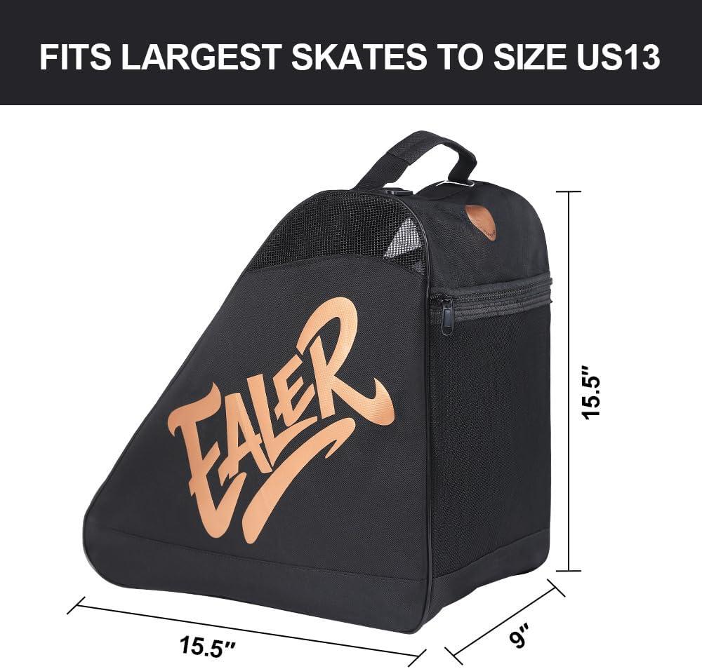 image:imageEALER HeavyDuty Waterproof Skate Bag with Adjustable Shoulder Strap Fits Ice Hockey Inline Roller amp Quad SkatesKids amp AdultsBlackGold