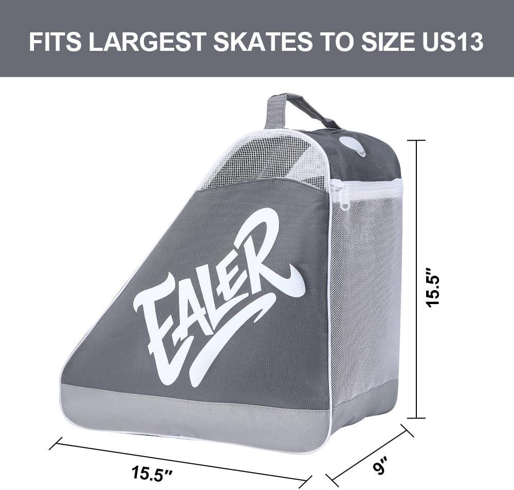 image:imageEALER HeavyDuty Waterproof Skate Bag with Adjustable Shoulder Strap Fits Ice Hockey Inline Roller amp Quad SkatesKids amp AdultsDark gray Light gray