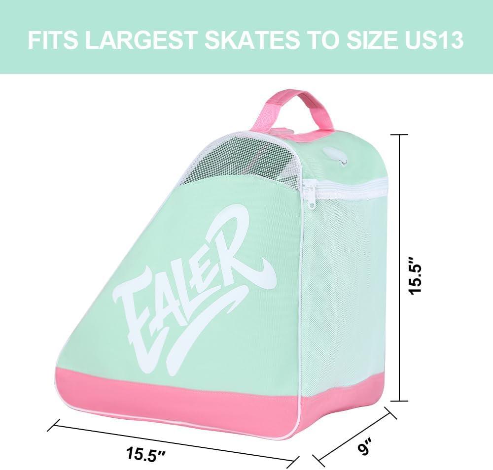 image:imageEALER HeavyDuty Waterproof Skate Bag with Adjustable Shoulder Strap Fits Ice Hockey Inline Roller amp Quad SkatesKids amp AdultsLake blue Pink