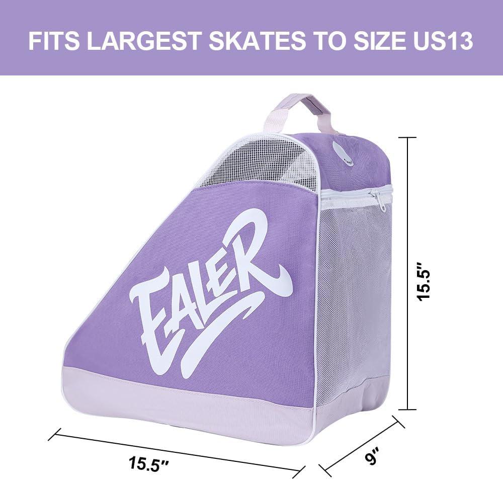 image:imageEALER HeavyDuty Waterproof Skate Bag with Adjustable Shoulder Strap Fits Ice Hockey Inline Roller amp Quad SkatesKids amp AdultsPurple Light Purple