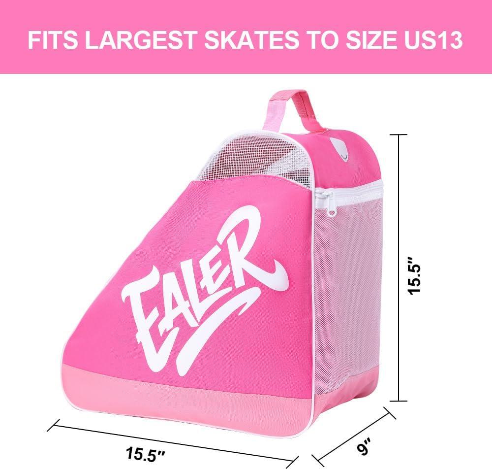 image:imageEALER HeavyDuty Waterproof Skate Bag with Adjustable Shoulder Strap Fits Ice Hockey Inline Roller amp Quad SkatesKids amp AdultsRose Pink