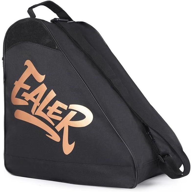 image:imageEALER HeavyDuty Waterproof Skate Bag with Adjustable Shoulder Strap Fits Ice Hockey Inline Roller amp Quad SkatesKids amp AdultsBlackGold