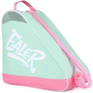 EALER Heavy-Duty Waterproof Skate Bag with Adjustable Shoulder Strap – Fits Ice Hockey, Inline, Roller & Quad Skates,Kids & Adults(Lake blue / Pink)