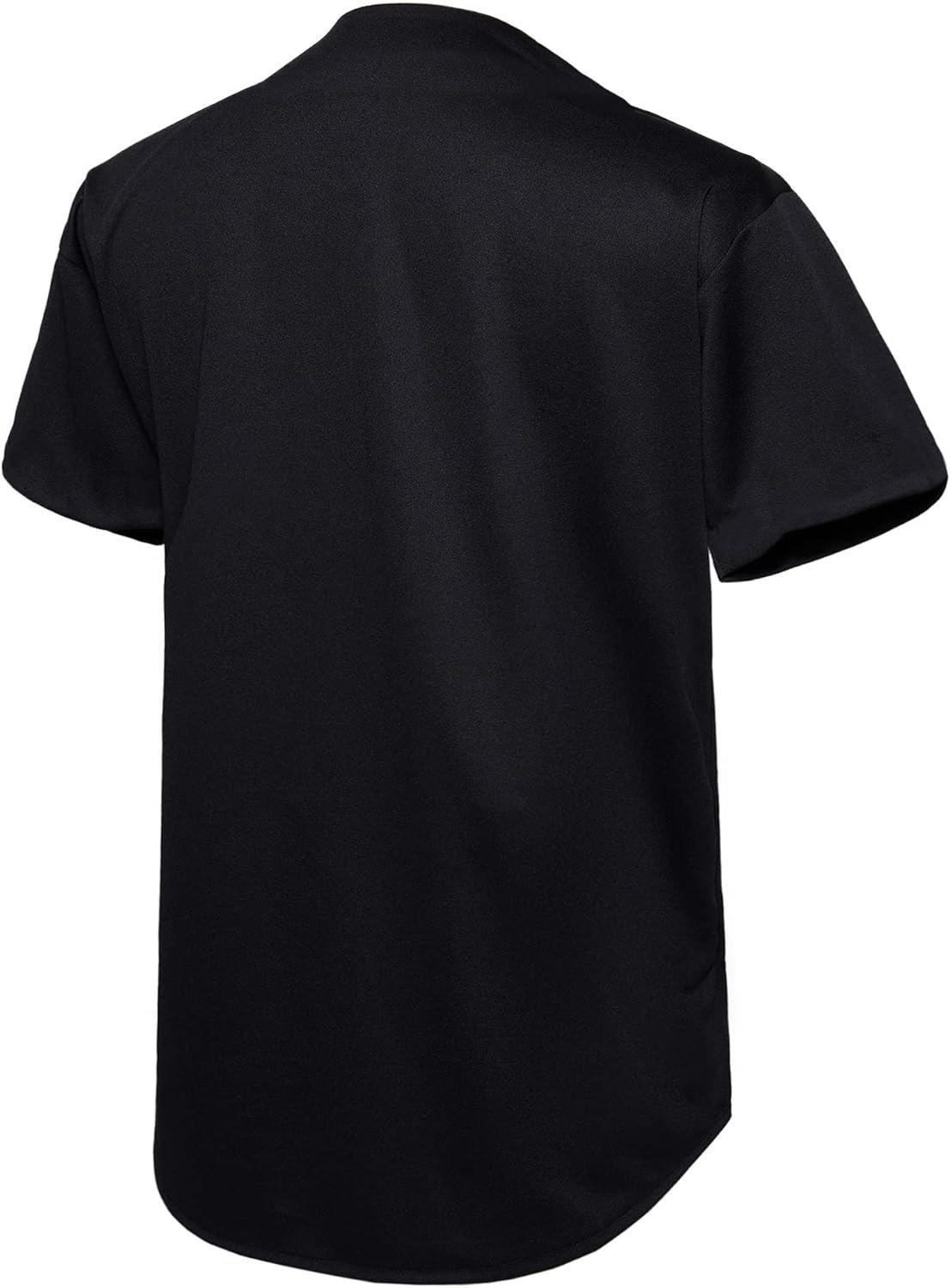 image:imageEALER BJ80 Series Mens Baseball Jersey Button Down Shirts Short Sleeve Hipster Hip Hop Sports UniformsBlack100