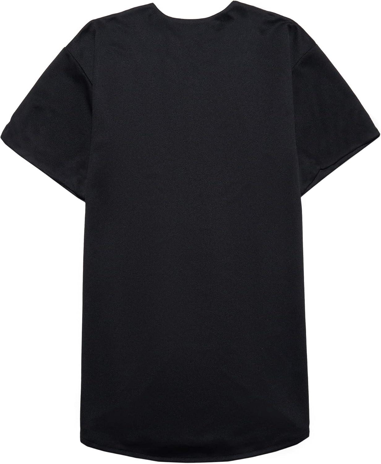 image:imageEALER BJ80 Series Mens Baseball Jersey Button Down Shirts Short Sleeve Hipster Hip Hop Sports UniformsBlack100