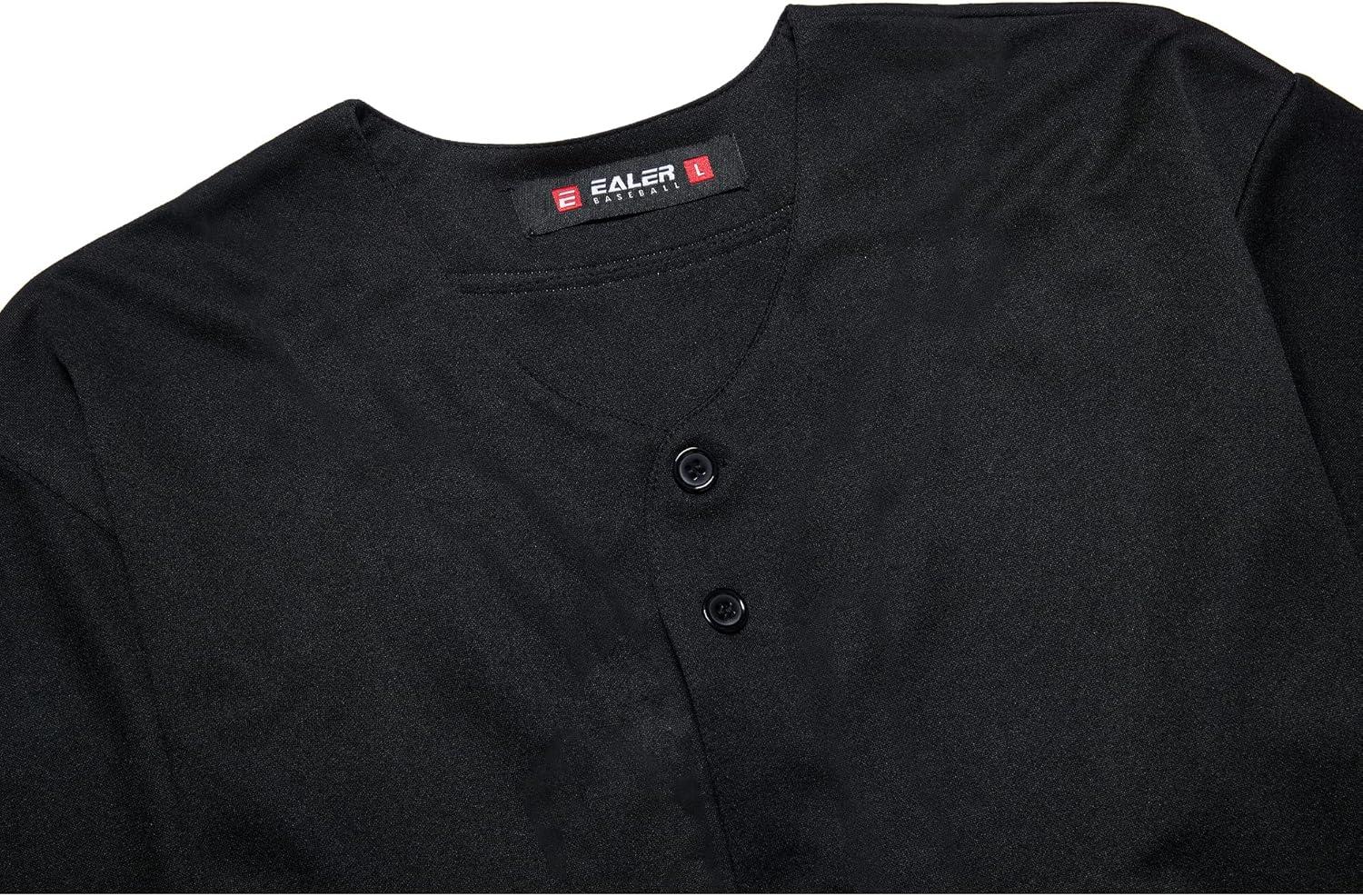 image:imageEALER BJ80 Series Mens Baseball Jersey Button Down Shirts Short Sleeve Hipster Hip Hop Sports UniformsBlack100