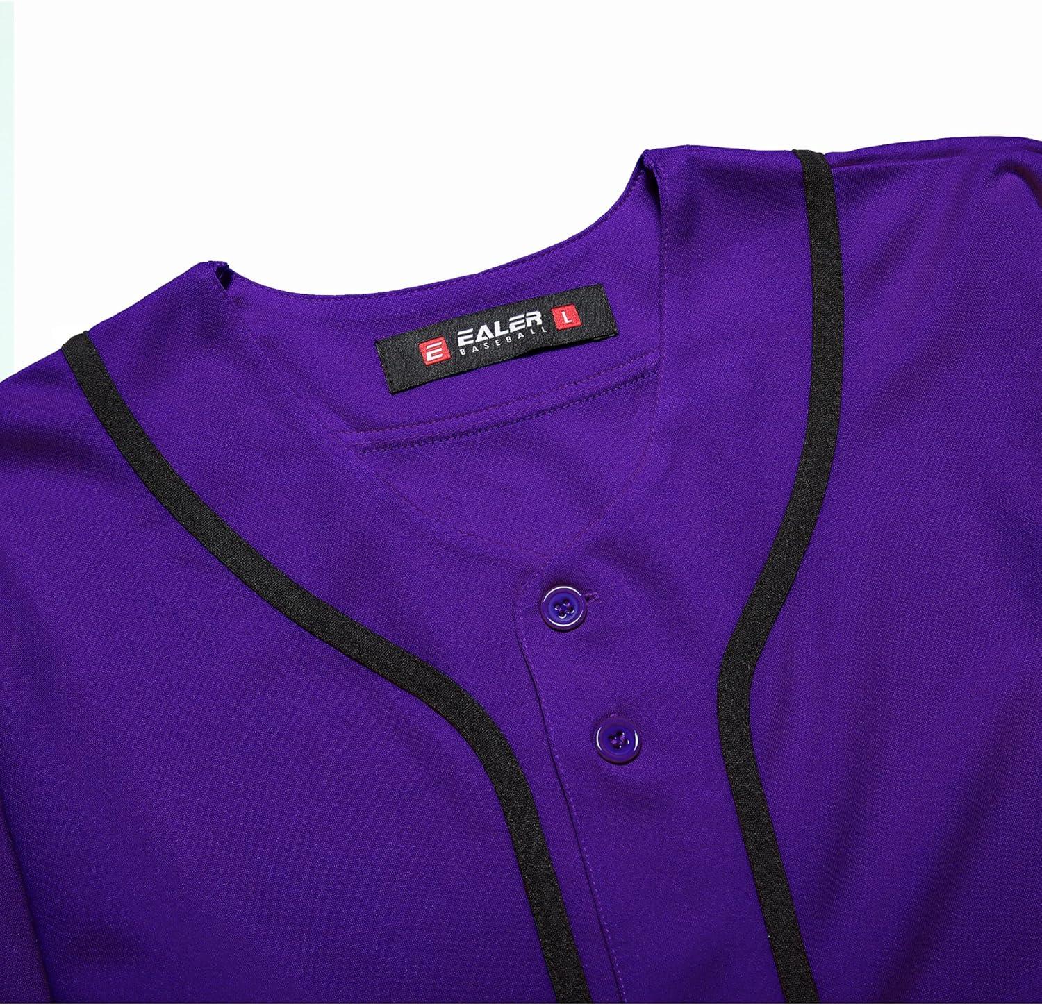 image:imageEALER BJ80 Series Mens Baseball Jersey Button Down Shirts Short Sleeve Hipster Hip Hop Sports UniformsPurple2