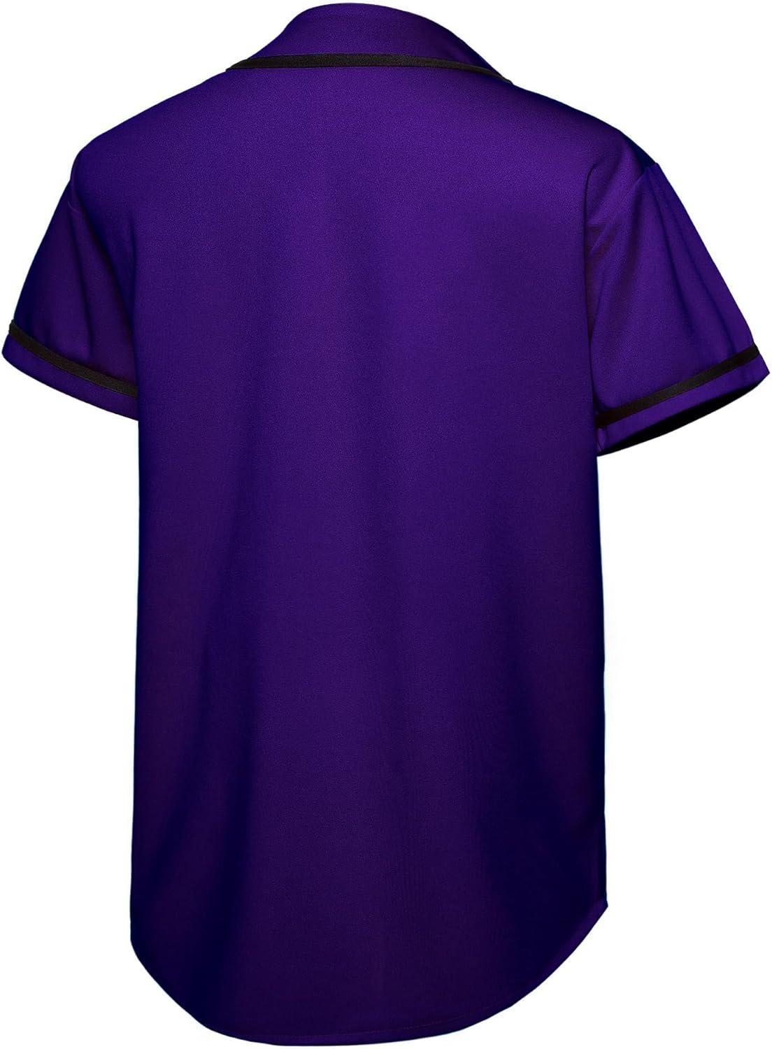 image:imageEALER BJ80 Series Mens Baseball Jersey Button Down Shirts Short Sleeve Hipster Hip Hop Sports UniformsPurple2