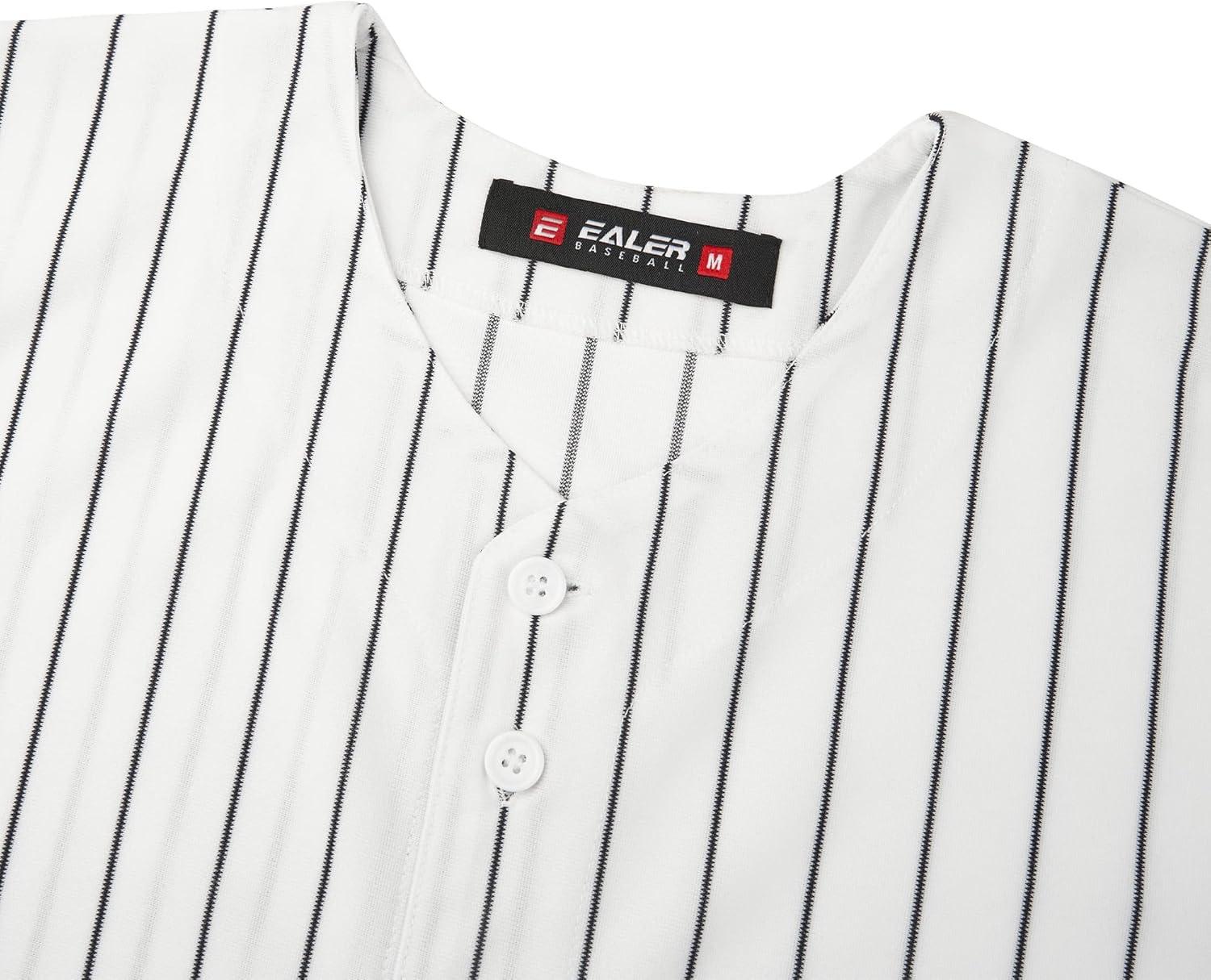 image:imageEALER BJ80 Series Mens Baseball Jersey Button Down Shirts Short Sleeve Hipster Hip Hop Sports UniformsSwhite