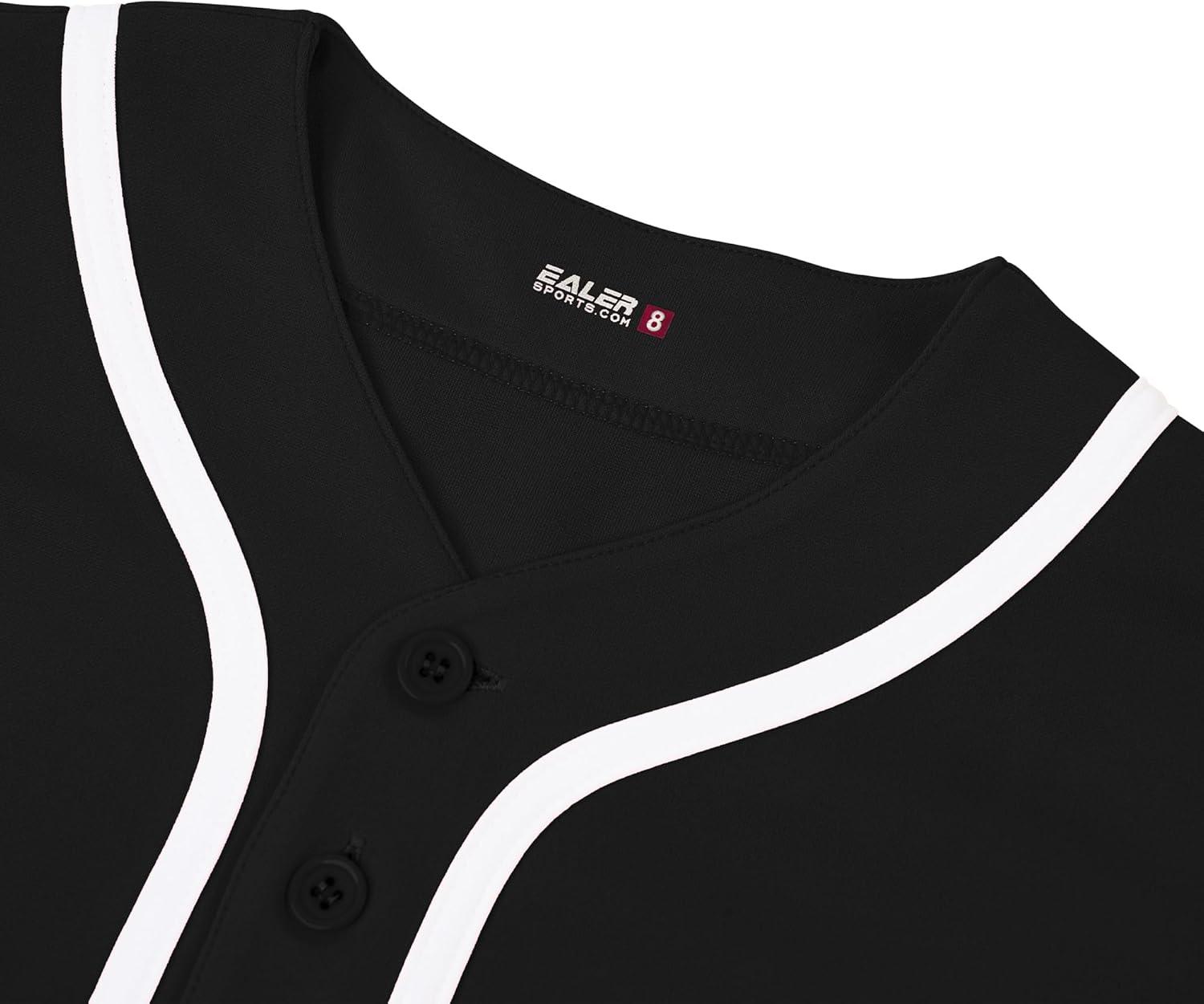 image:imageEALER BJK80 Series Kids Baseball Jersey Softball Jersey Button Down ShirtsBlack
