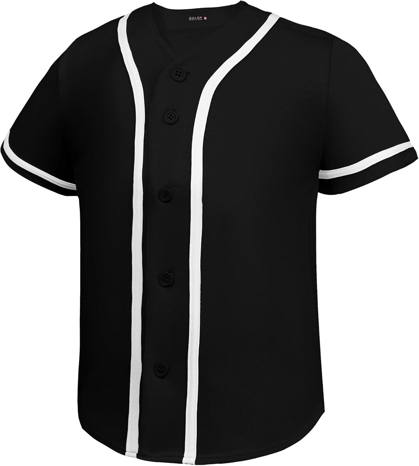 image:imageEALER BJK80 Series Kids Baseball Jersey Softball Jersey Button Down ShirtsBlack