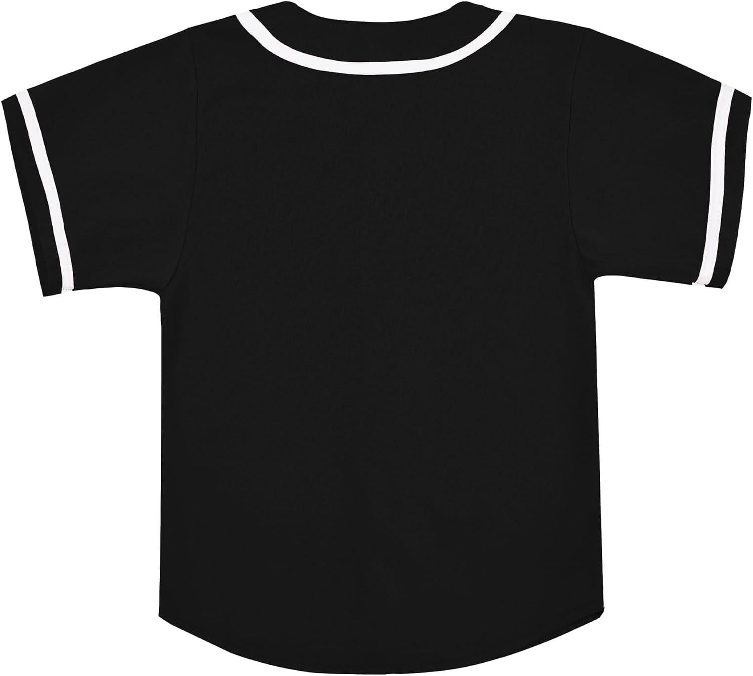 image:imageEALER BJK80 Series Kids Baseball Jersey Softball Jersey Button Down ShirtsBlack