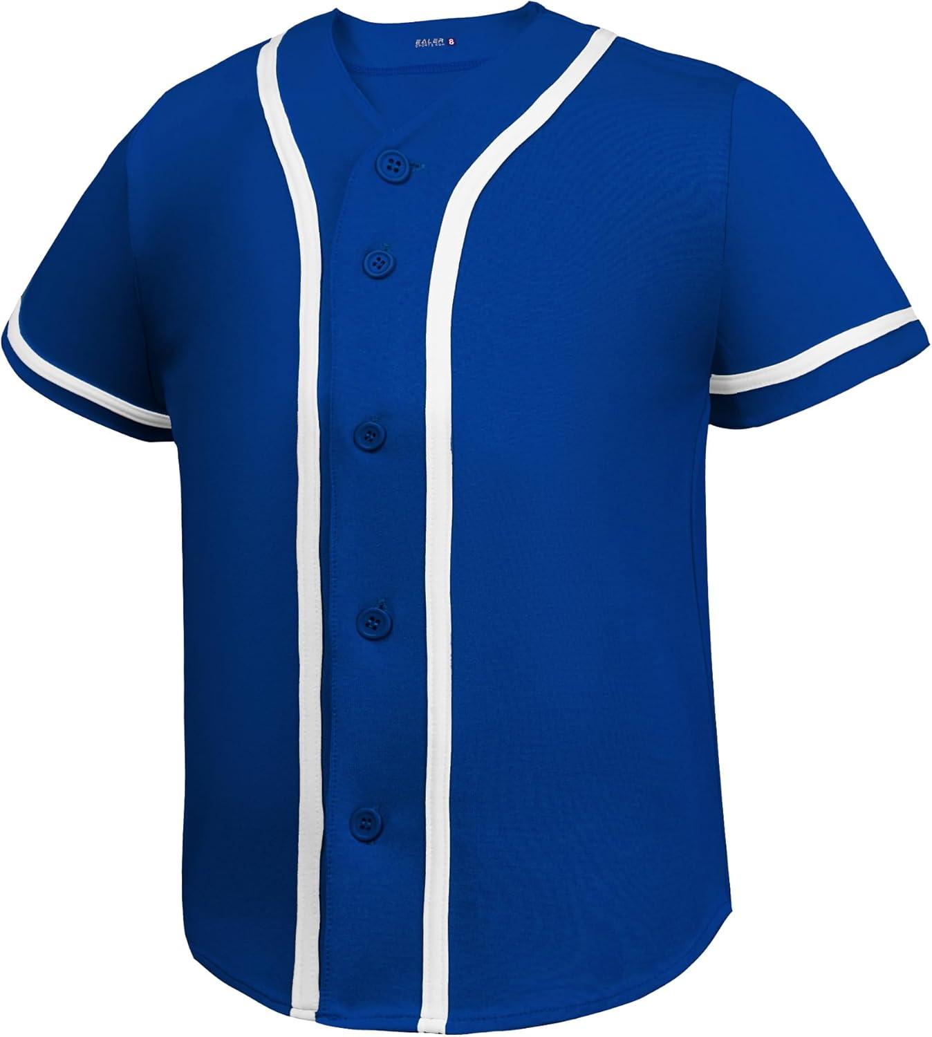 image:imageEALER BJK80 Series Kids Baseball Jersey Softball Jersey Button Down ShirtsBlue