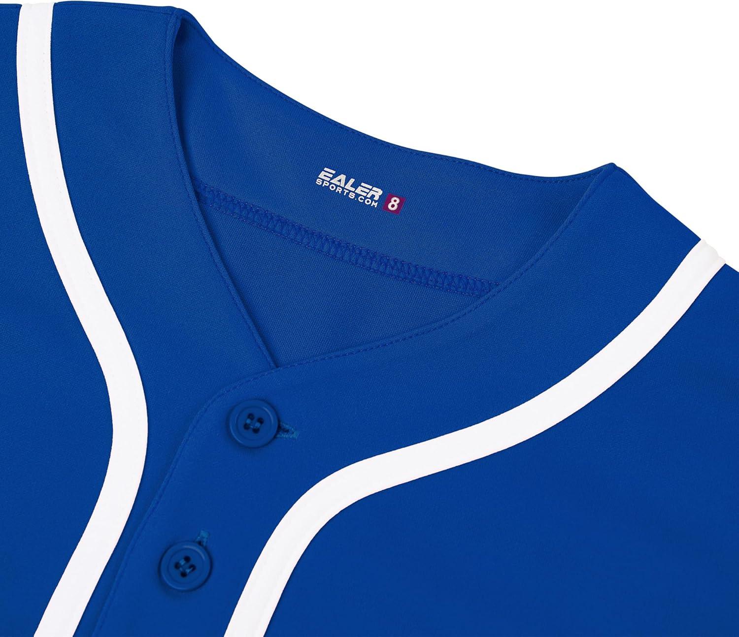 image:imageEALER BJK80 Series Kids Baseball Jersey Softball Jersey Button Down ShirtsBlue