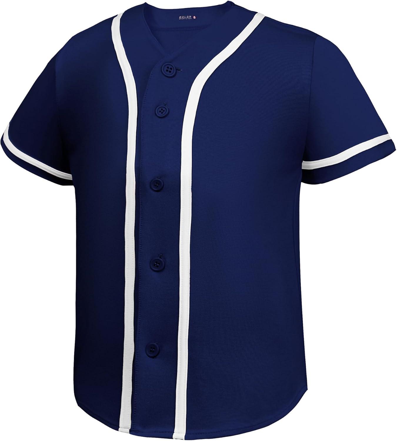 image:imageEALER BJK80 Series Kids Baseball Jersey Softball Jersey Button Down ShirtsNavy