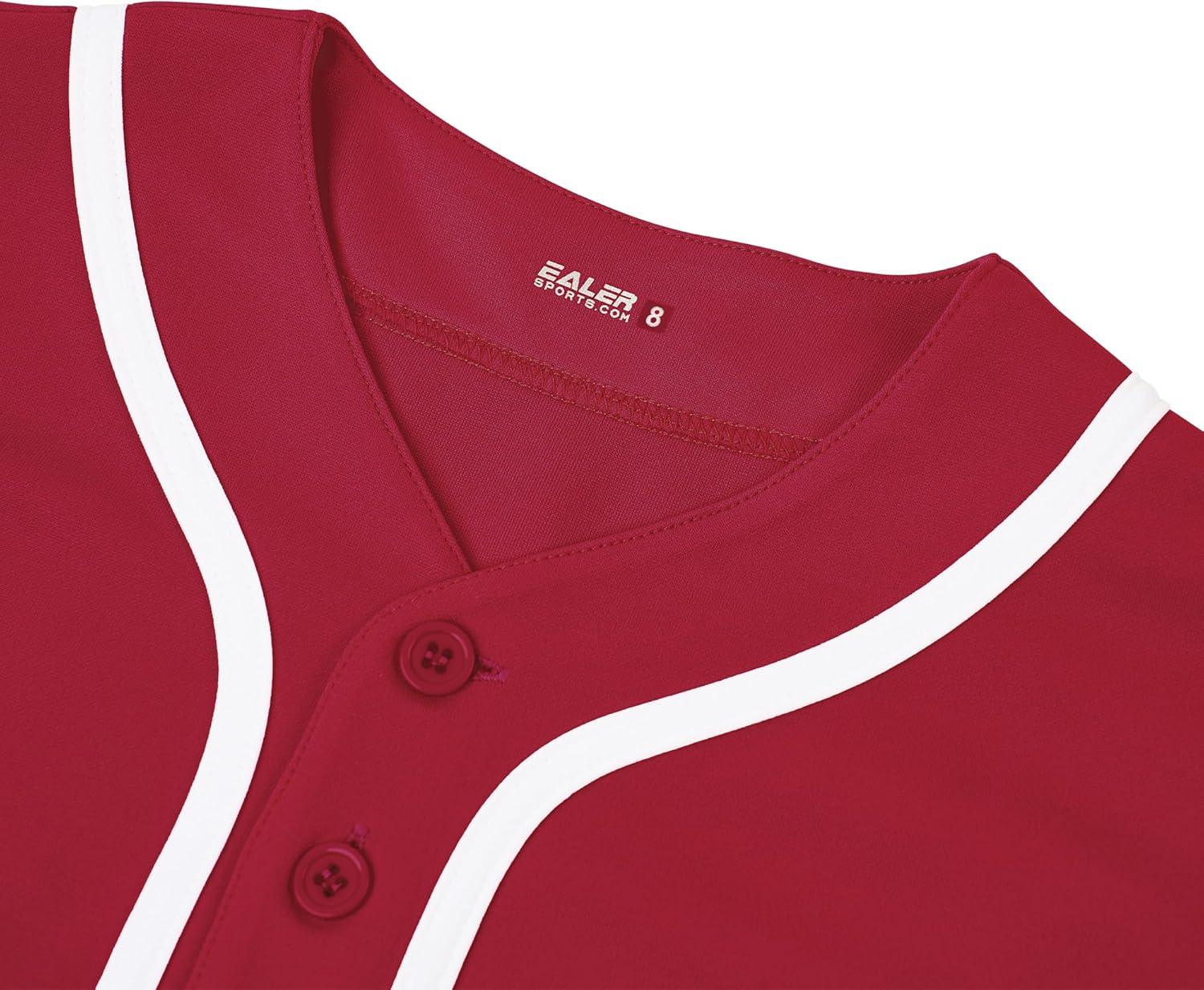 image:imageEALER BJK80 Series Kids Baseball Jersey Softball Jersey Button Down ShirtsRed
