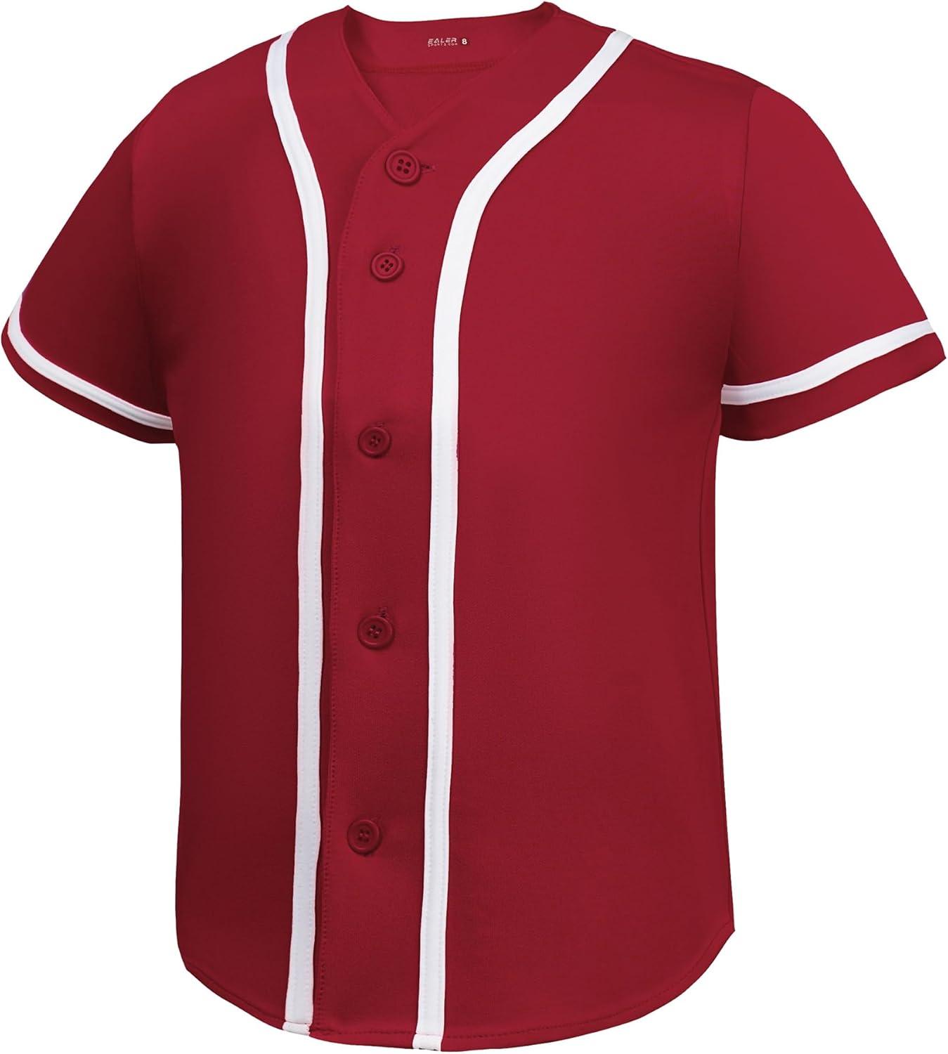 image:imageEALER BJK80 Series Kids Baseball Jersey Softball Jersey Button Down ShirtsRed