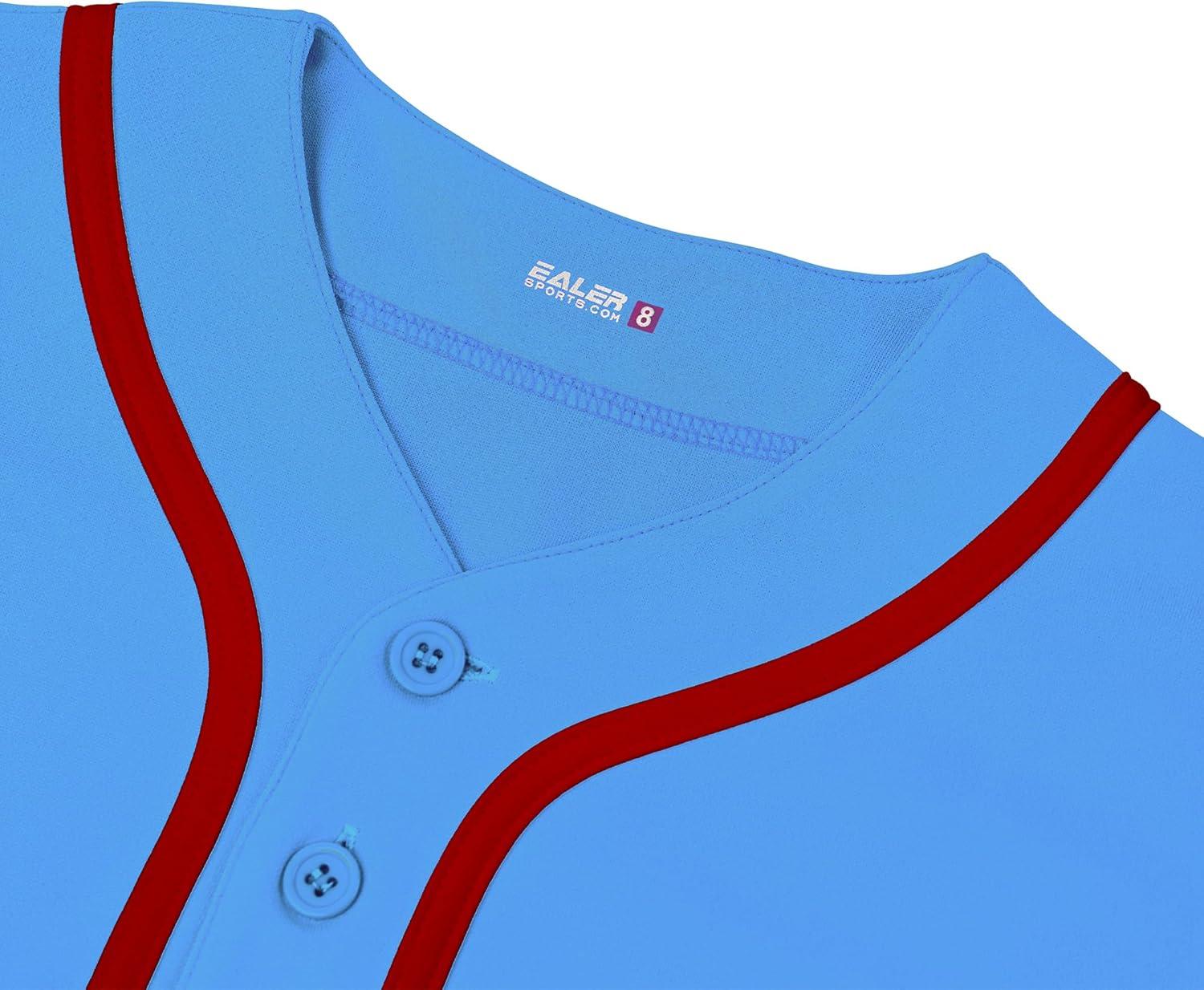 image:imageEALER BJK80 Series Kids Baseball Jersey Softball Jersey Button Down ShirtsSky Blue