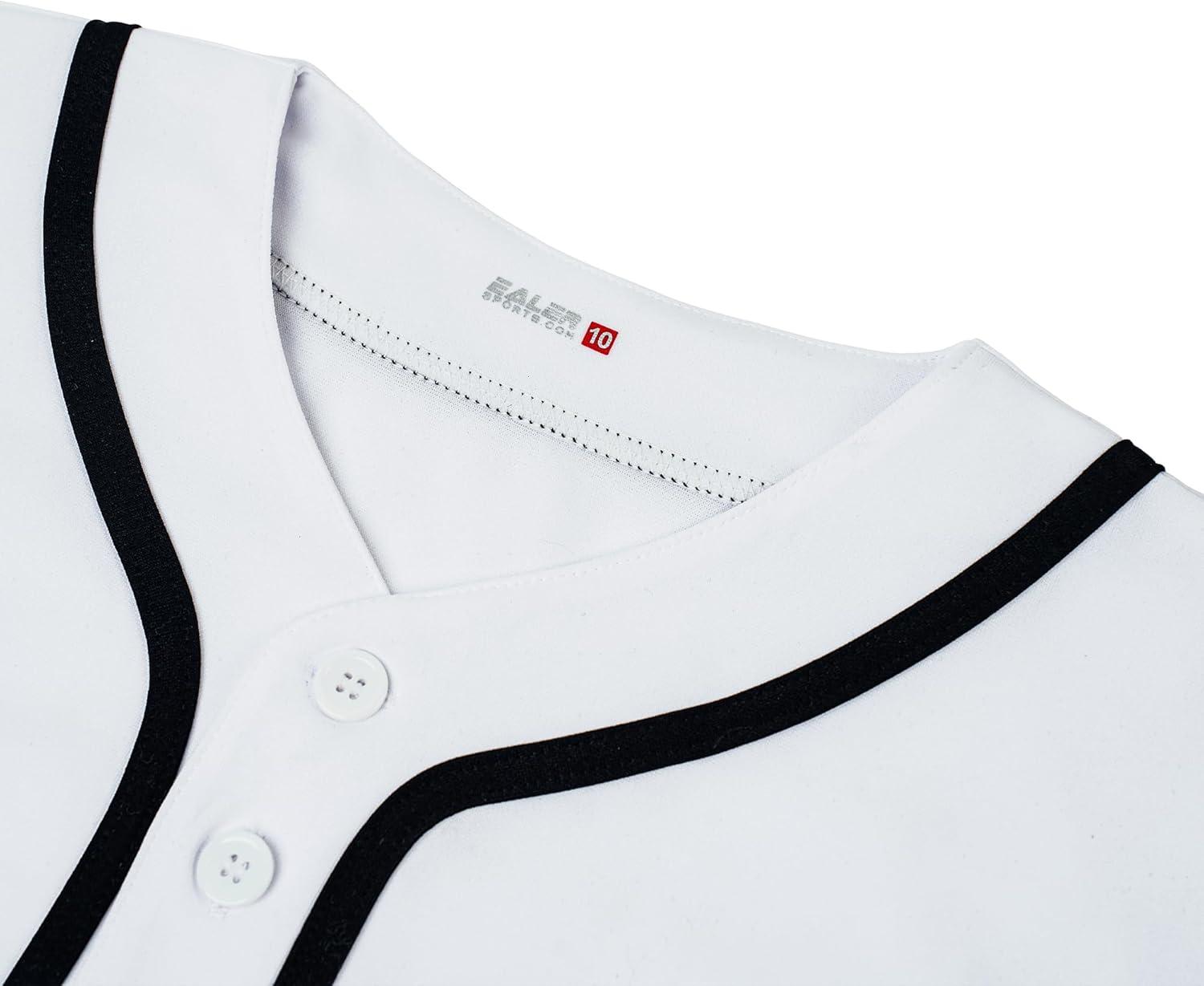 image:imageEALER BJK80 Series Kids Baseball Jersey Softball Jersey Button Down ShirtsWhite