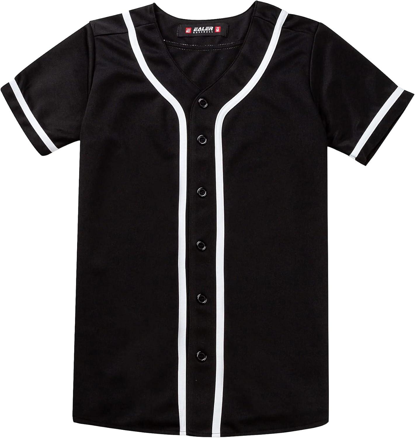image:imageEALER BJW80 Series Womens Baseball Jersey Softball Jersey Button Down ShirtsBlack