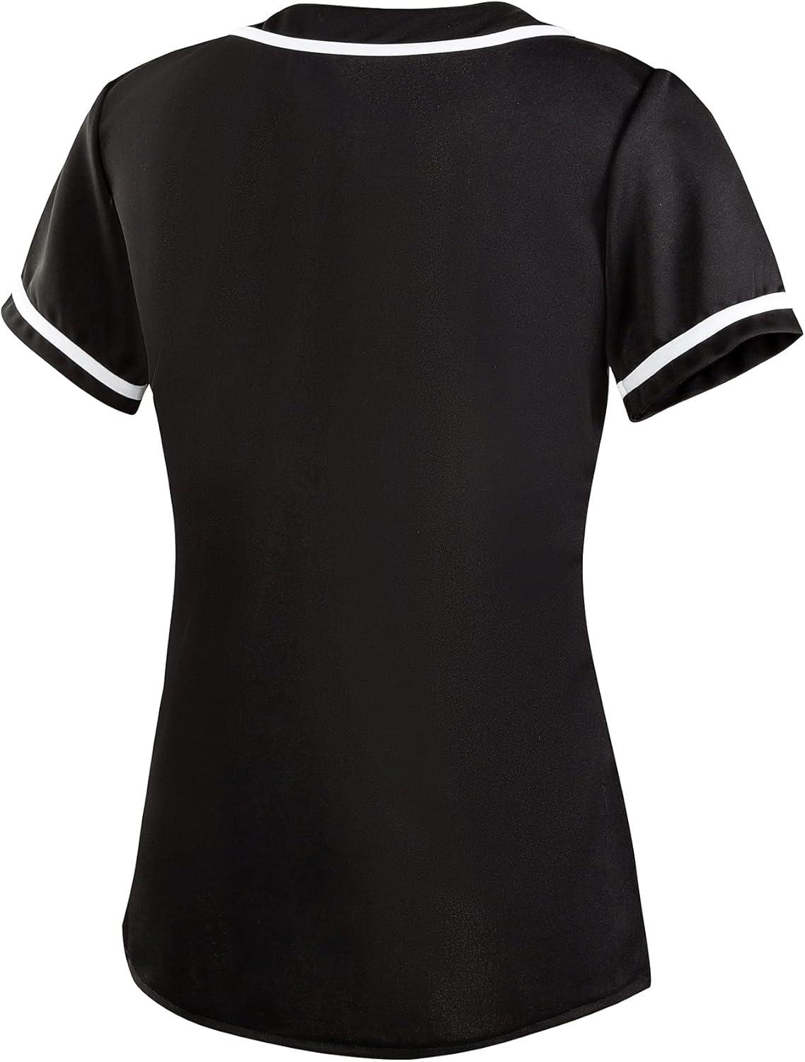 image:imageEALER BJW80 Series Womens Baseball Jersey Softball Jersey Button Down ShirtsBlack