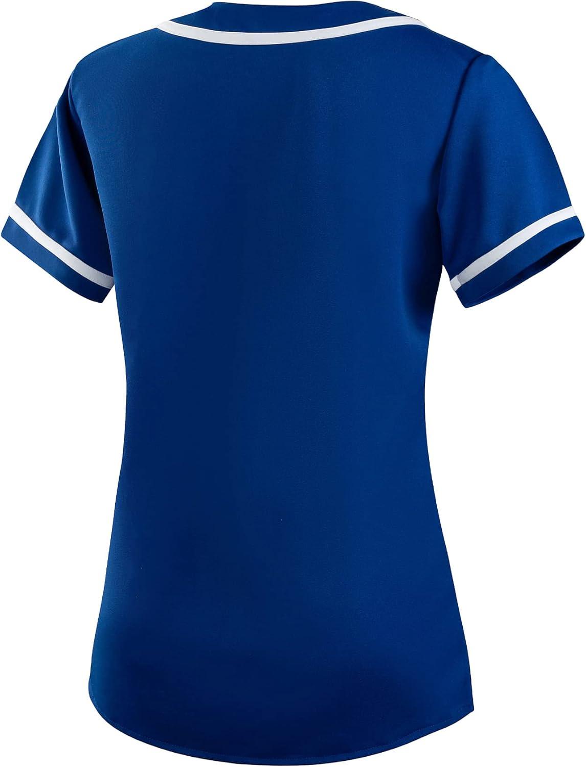 image:imageEALER BJW80 Series Womens Baseball Jersey Softball Jersey Button Down ShirtsBlue