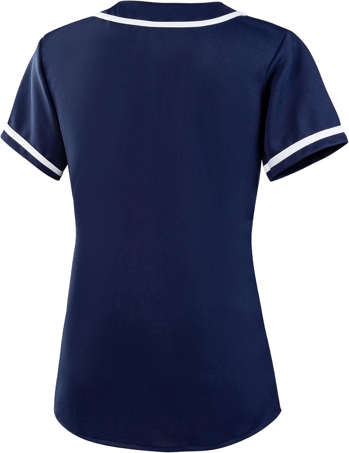 image:imageEALER BJW80 Series Womens Baseball Jersey Softball Jersey Button Down ShirtsNavy