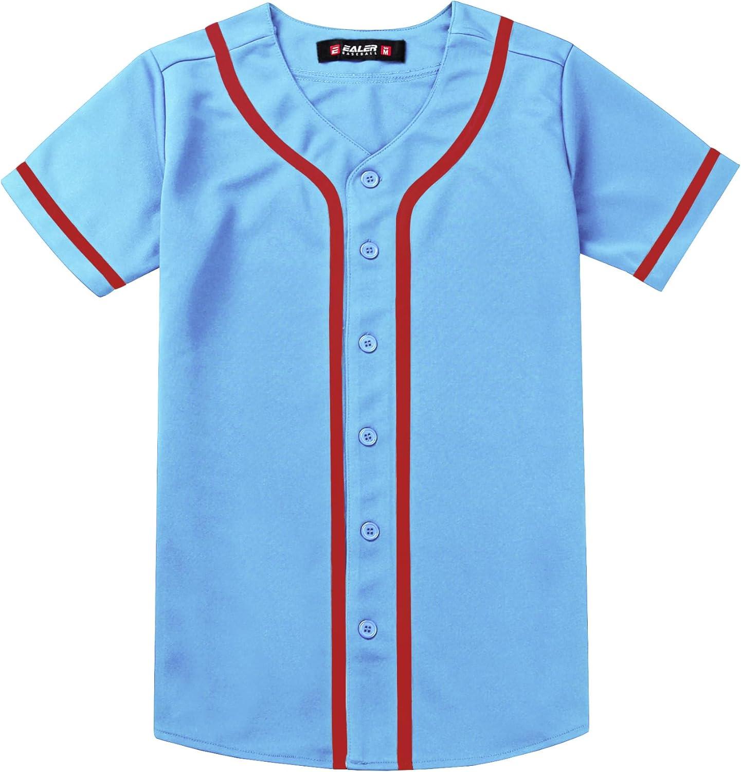 image:imageEALER BJW80 Series Womens Baseball Jersey Softball Jersey Button Down ShirtsSky Blue