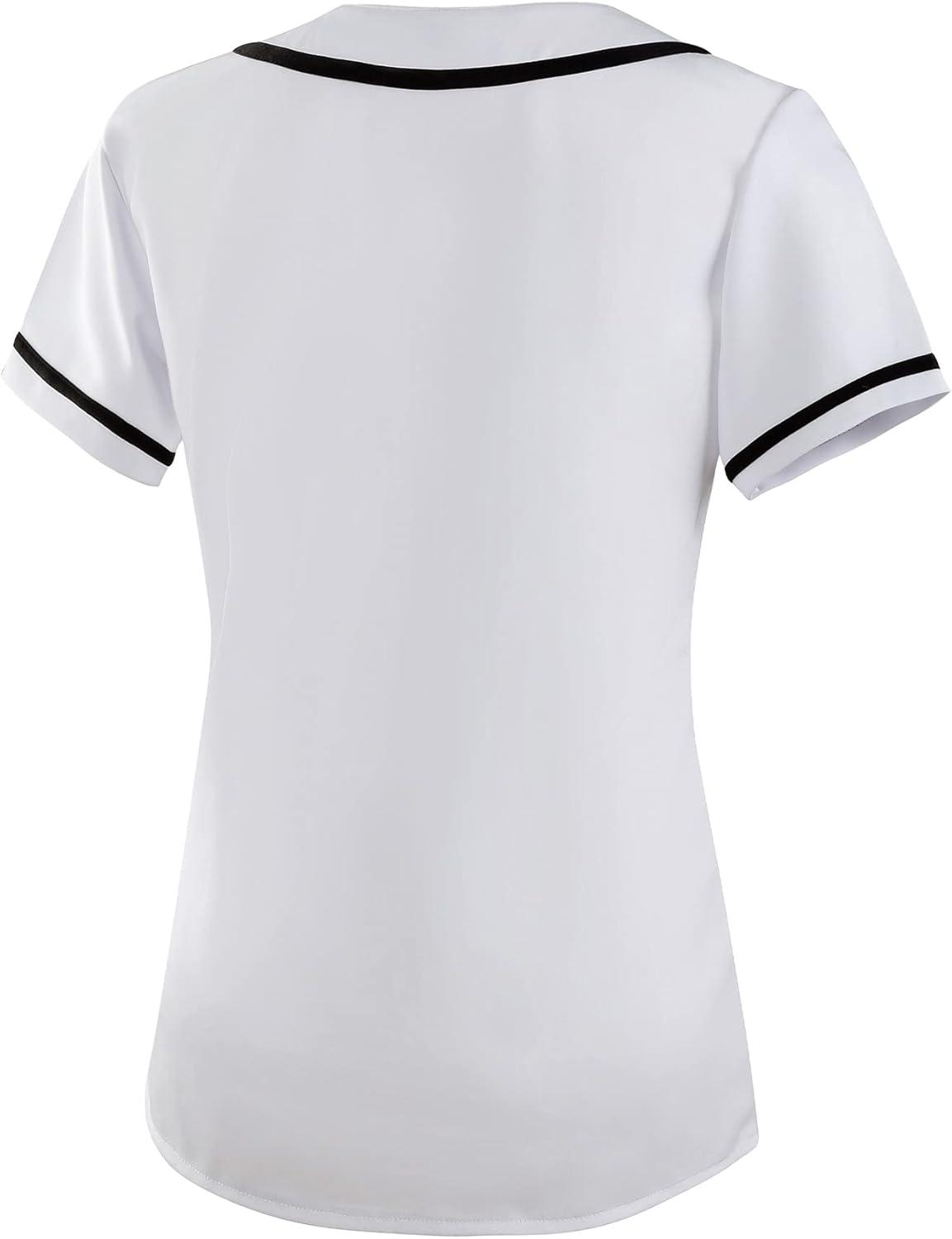 image:imageEALER BJW80 Series Womens Baseball Jersey Softball Jersey Button Down ShirtsWhite