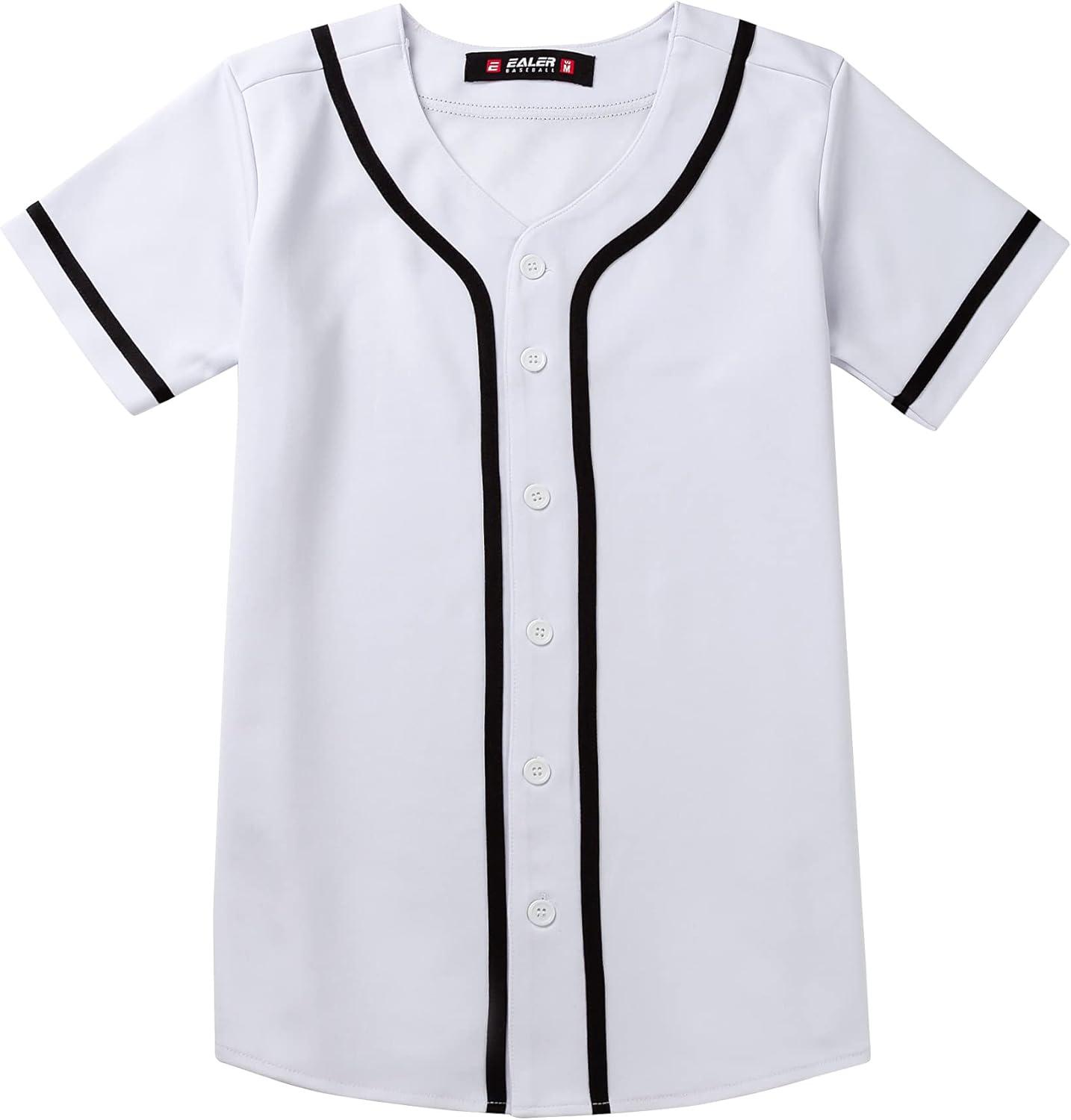 image:imageEALER BJW80 Series Womens Baseball Jersey Softball Jersey Button Down ShirtsWhite