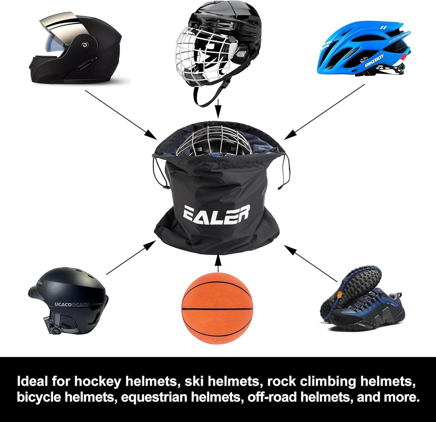 image:imageEALER Hockey Helmet Bag Waterproof Storage Large Capacity Light Weight Drawstring Black