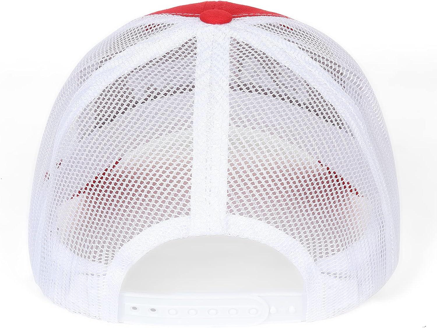 image:imageEALER Mens Rugged Adjustable Trucker Hat Professional Snapback Athletic Mesh Baseball CapEsc005red