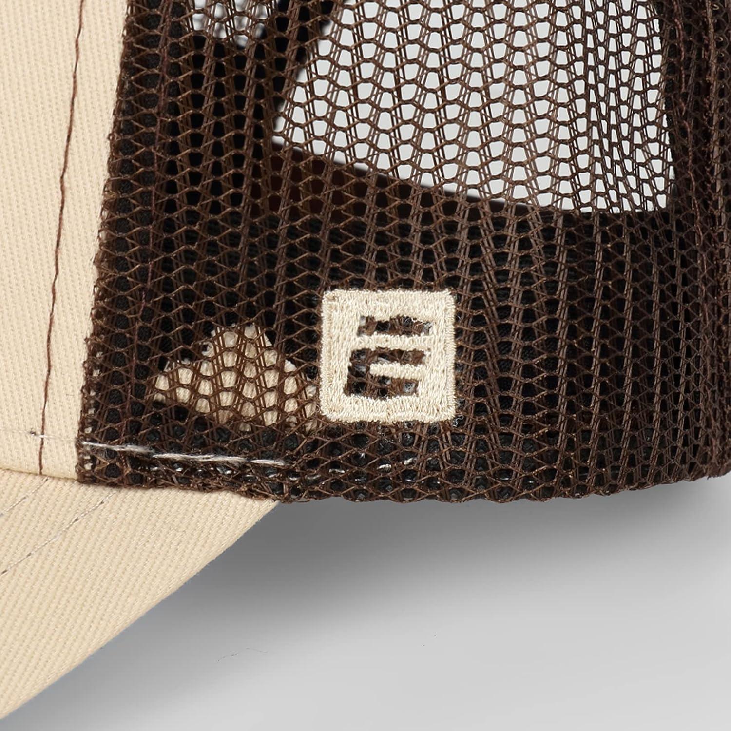 image:imageEALER Mens Rugged Adjustable Trucker Hat Professional Snapback Athletic Mesh Baseball CapEsc016beige