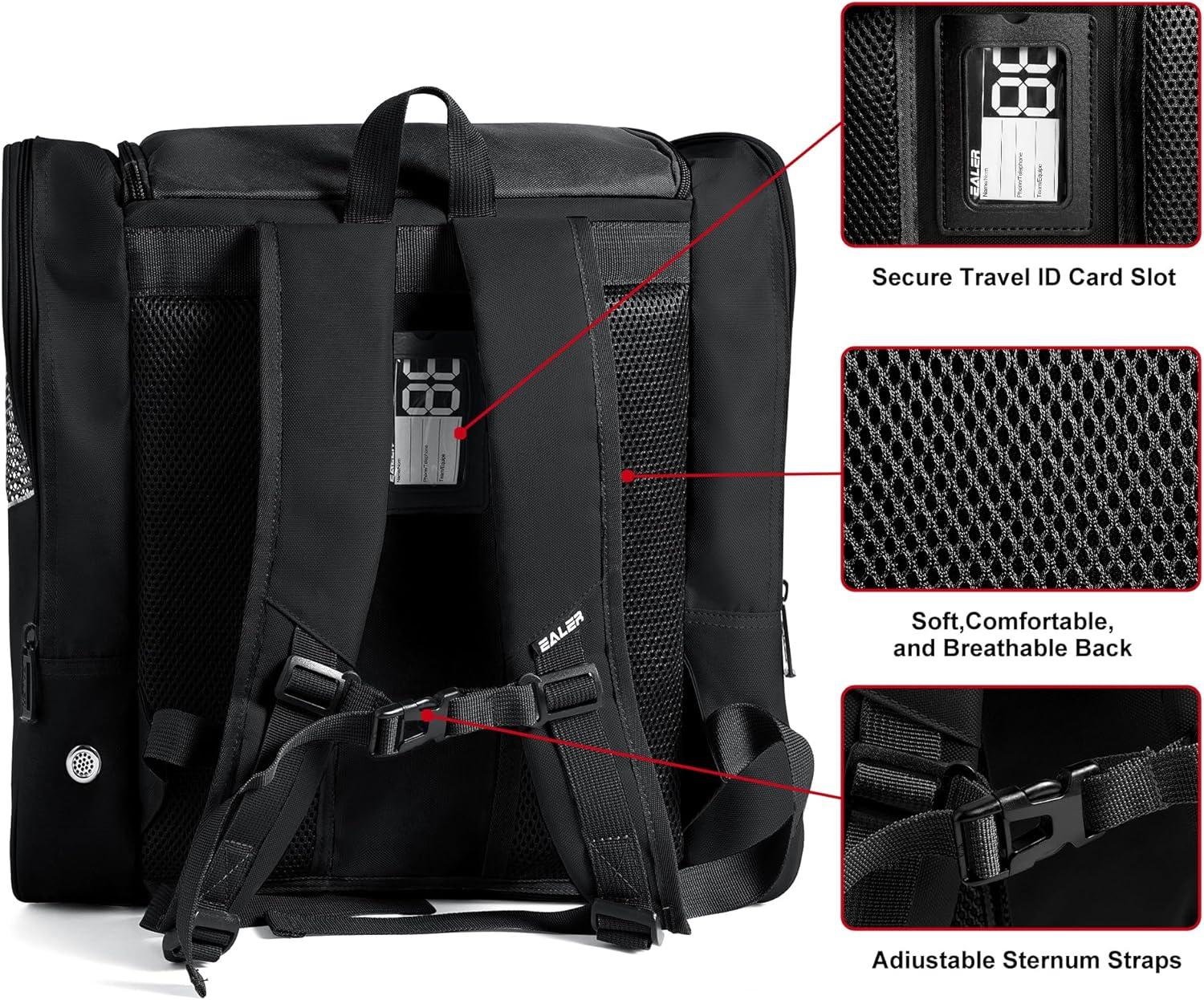 image:imageEALER SBH202 Ice Skate Bag Ice Skating Backpack Roller Skates Ski Boot Bag Ice amp Inline Skate Bag Large Capacity Waterproof Protective GearBlack