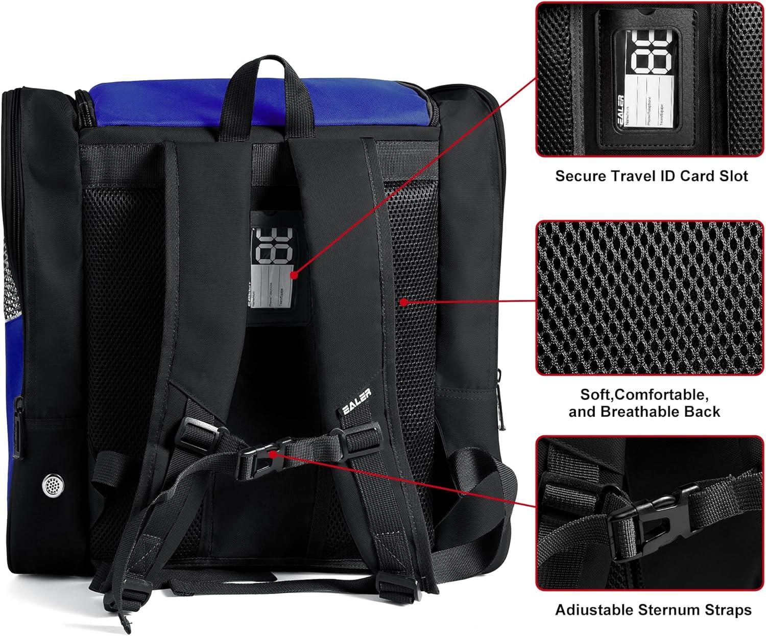 image:imageEALER SBH202 Ice Skate Bag Ice Skating Backpack Roller Skates Ski Boot Bag Ice amp Inline Skate Bag Large Capacity Waterproof Protective GearBlue