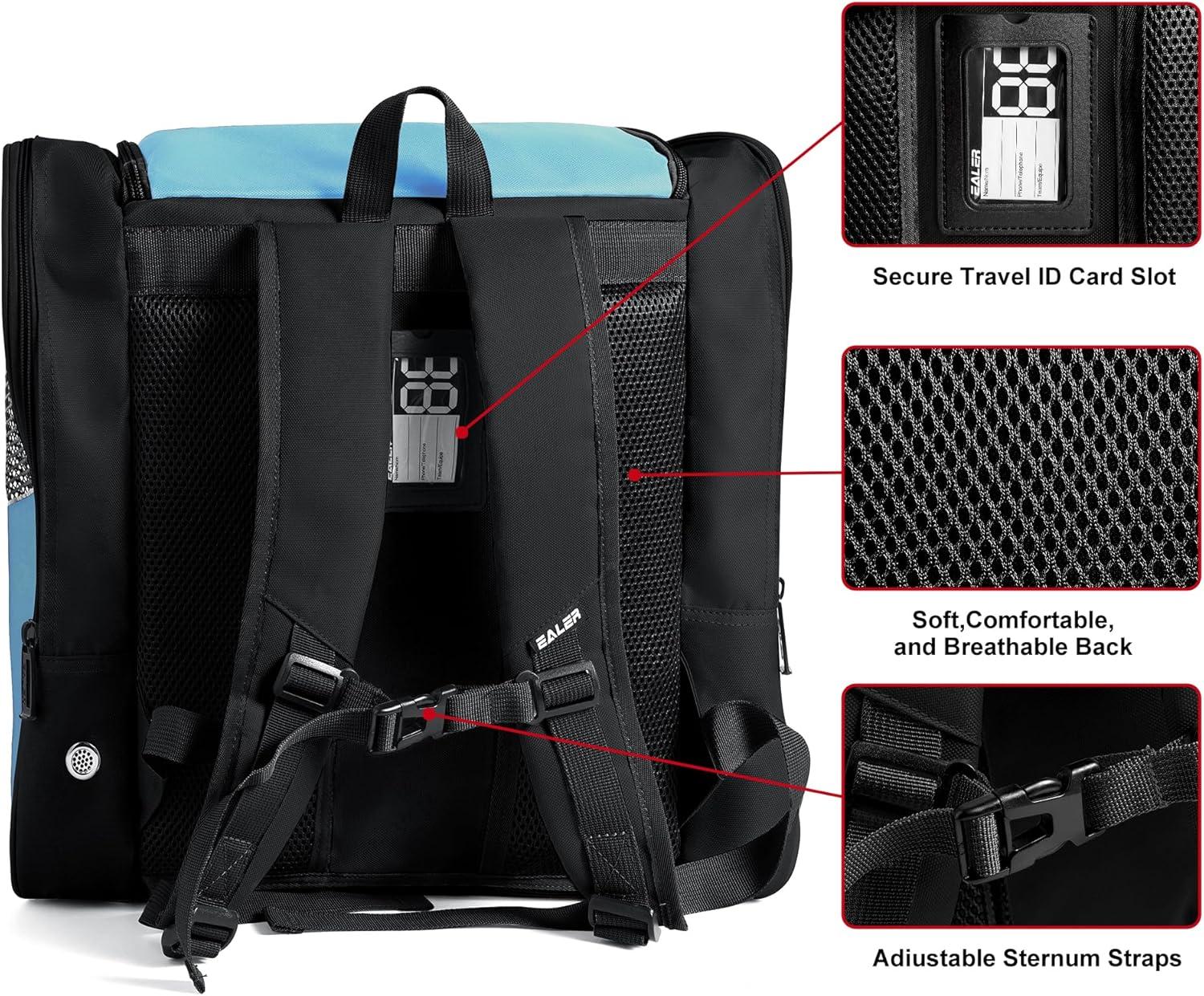 image:imageEALER SBH202 Ice Skate Bag Ice Skating Backpack Roller Skates Ski Boot Bag Ice amp Inline Skate Bag Large Capacity Waterproof Protective GearLake Blue
