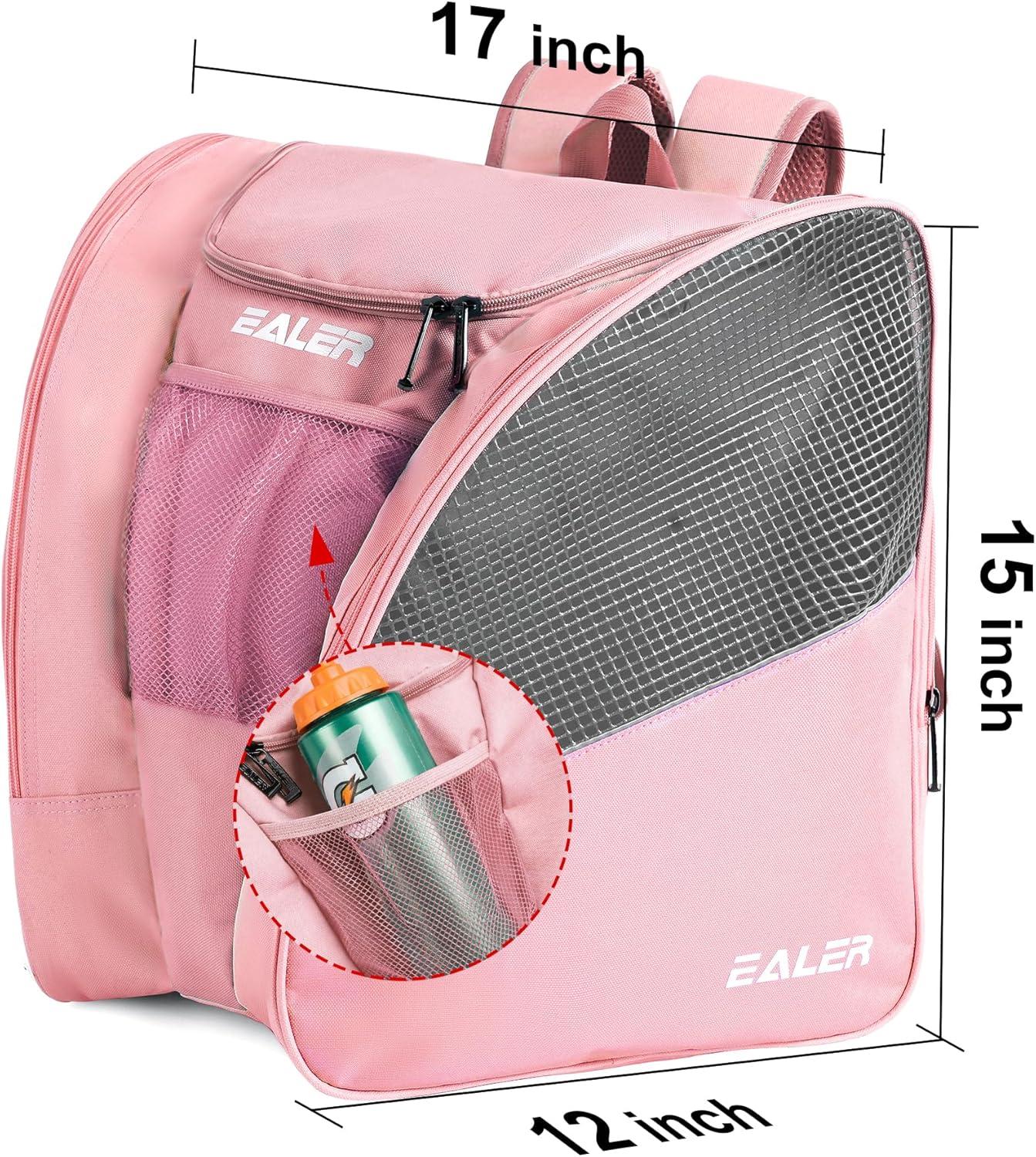 image:imageEALER SBH202 Ice Skate Bag Ice Skating Backpack Roller Skates Ski Boot Bag Ice amp Inline Skate Bag Large Capacity Waterproof Protective GearPink Red