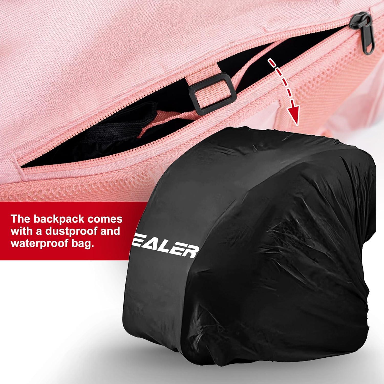 image:imageEALER SBH202 Ice Skate Bag Ice Skating Backpack Roller Skates Ski Boot Bag Ice amp Inline Skate Bag Large Capacity Waterproof Protective GearPink Red