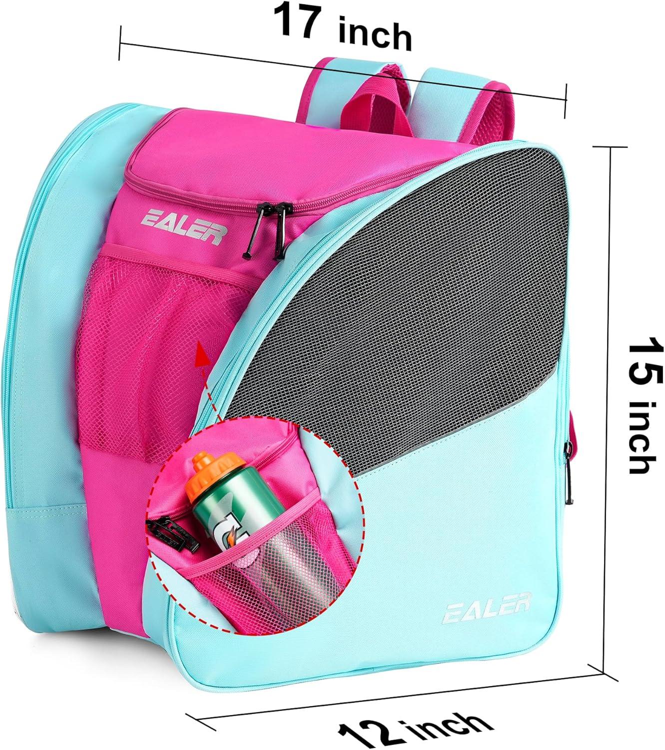 image:imageEALER SBH202 Ice Skate Bag Ice Skating Backpack Roller Skates Ski Boot Bag Ice amp Inline Skate Bag Large Capacity Waterproof Protective GearRose Red