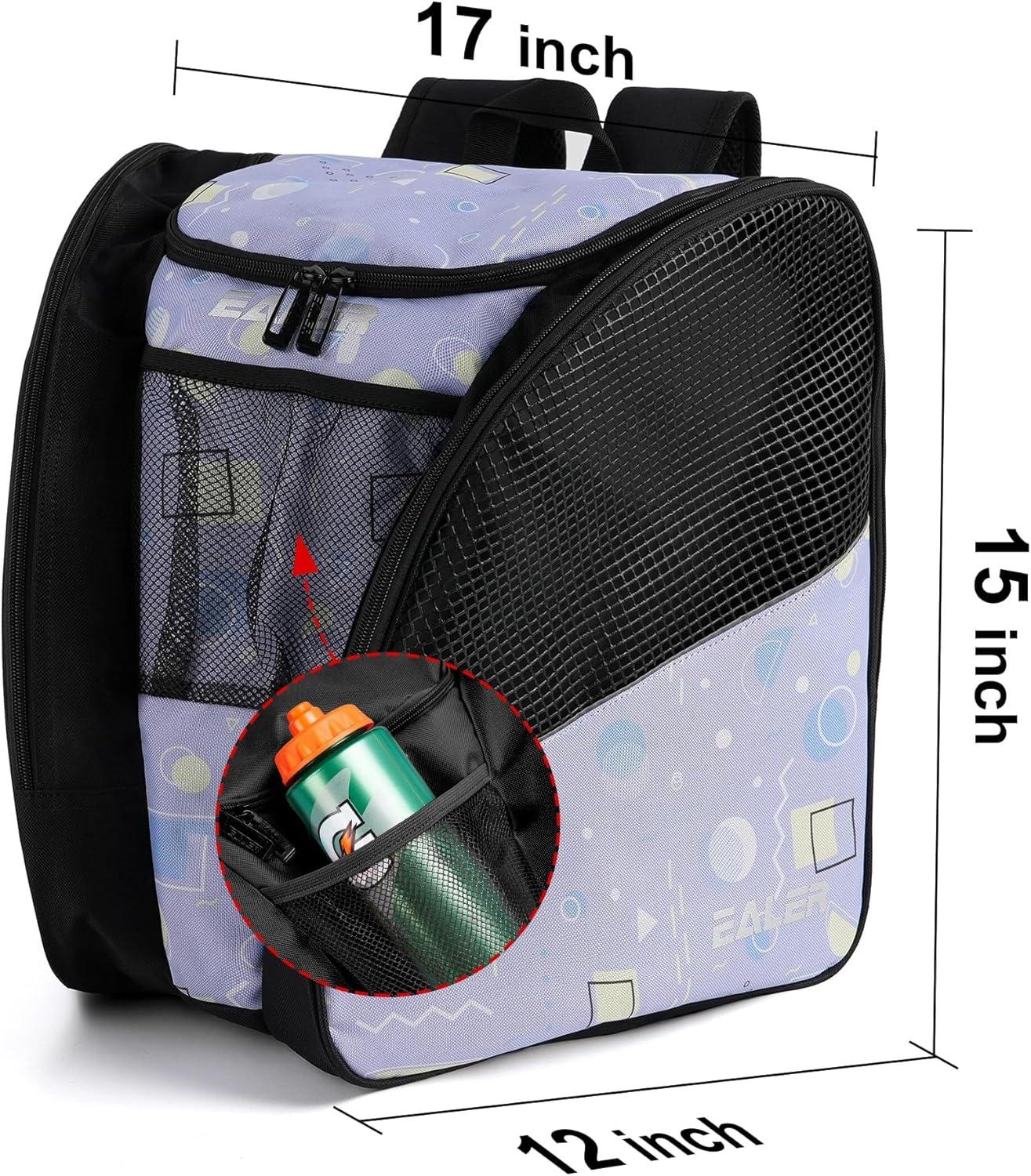 image:imageEALER SBH202 Ice Skate Bag Ice Skating Backpack Roller Skates Ski Boot Bag Ice amp Inline Skate Bag Large Capacity Waterproof Protective Gearpurple