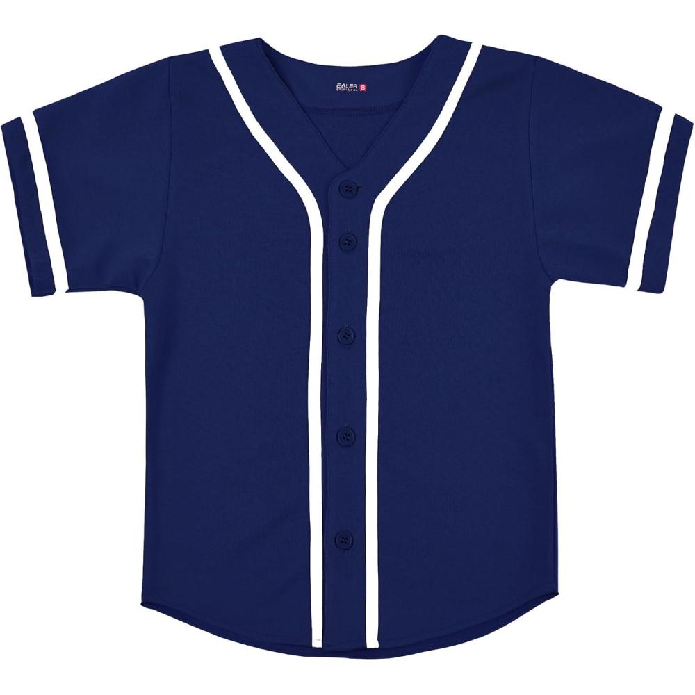 image:imageEALER BJK80 Series Kids Baseball Jersey Softball Jersey Button Down ShirtsNavy