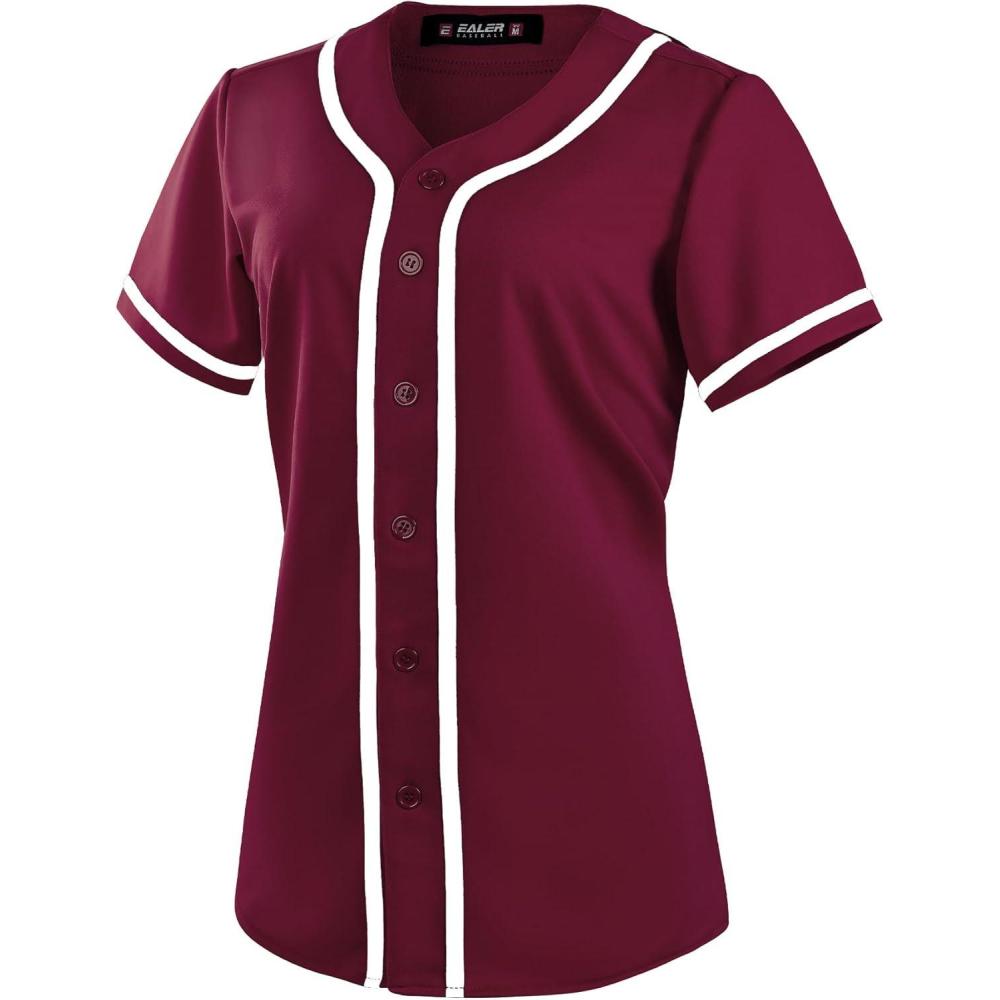 image:imageEALER BJW80 Series Womens Baseball Jersey Softball Jersey Button Down ShirtsPurple Red