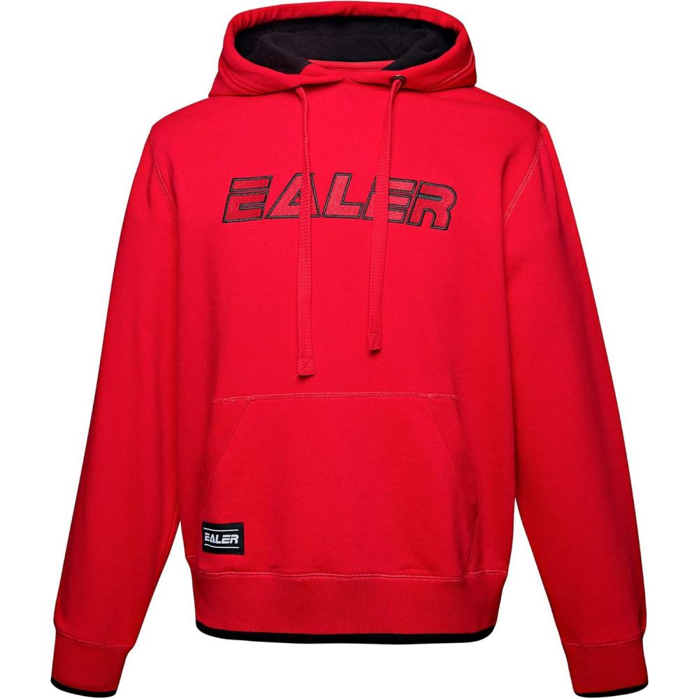 image:imageEALER ESH001 Series Mens Power Blend Fleece Hoodie Long Sleeve Hooded Sweatshirt with Kanga PocketsRed